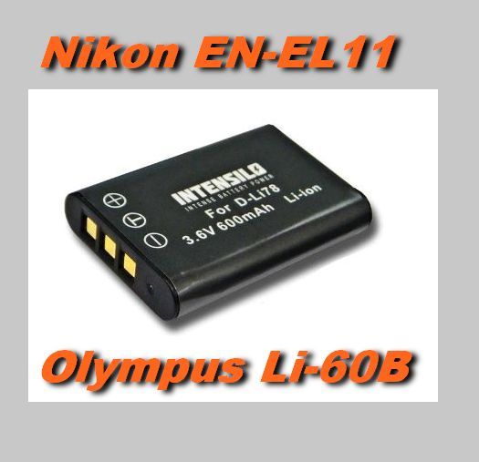 Baterie Nikon EN-EL11, Olympus Li-60B - 600 mAh