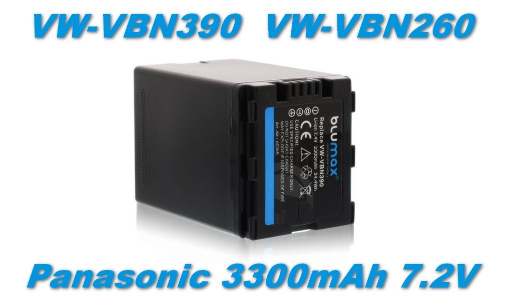 Baterie Panasonic VW-VBN390, VW-VBN260, VW-VBN130 3300mAh 7,2V Li-Ion