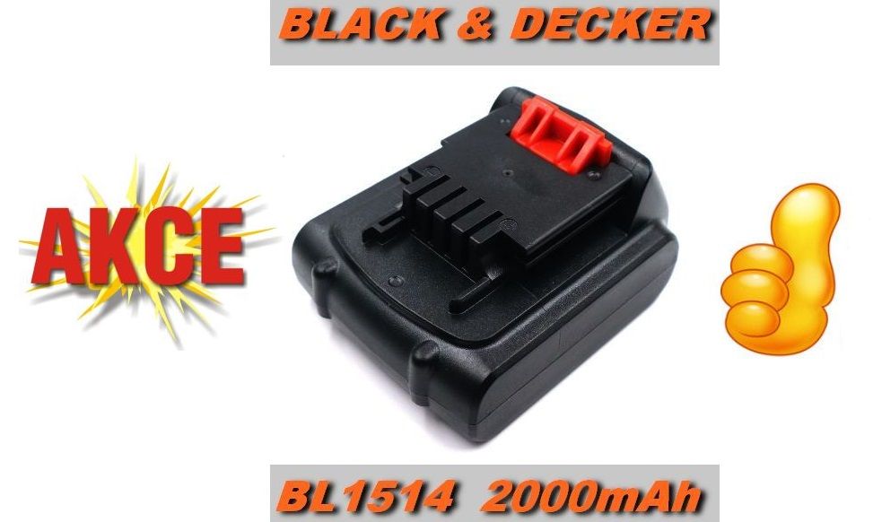 AKU baterie Black & Decker BL1114, BL1314, BL1514, LB16 14,4V 2000mAh nahrazuje ORIGINÁL