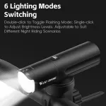 Cyklistický dobíjecí světlomet s vysokým jasem a svítivostí, s funkcí připomenutí nabíjení WEST BIKING