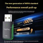 VegGieg USB síťový adaptér 1100Mbps 2 in 1, WiFi 6, Bluetooth 5.4, Gigabit 5GHz bezdrátová síťová karta pro PC, notebook