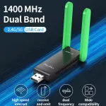 VegGieg USB síťový adaptér 1400Mb/s Dual Band 5dB, Wi-Fi 6, rychlá bezdrátová síťová karta pro PC, notebook