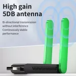VegGieg USB síťový adaptér 1400Mb/s Dual Band 5dB, Wi-Fi 6, rychlá bezdrátová síťová karta pro PC, notebook