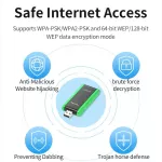 VegGieg USB síťový adaptér 1400Mb/s Dual Band 5dB, Wi-Fi 6, rychlá bezdrátová síťová karta pro PC, notebook