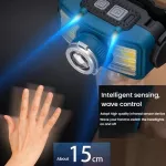 W6100A LED vlnová senzorová čelovka COB - Chip On Board, což umožňuje kompaktní a jasný světelný zdroj s širokým úhlem svícení E-SMARTER