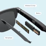 Bluetooth chytré sluneční brýle s reproduktory a mikrofonem – bezdrátová handsfree sluchátka Bluetooth 5.3, polarizační UV400 čočky, USB-C nabíjení TopTechnology