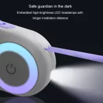 LED zatahovací vodítko pro psy 5 m | červeno-bílé samonavíjecí vodítko s výkonným LED světlem, osvětlením pro sběr exkrementů a ergonomickou rukojetí TopTechnology