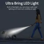 LED zatahovací vodítko pro psy 5 m | červeno-bílé samonavíjecí vodítko s výkonným LED světlem, osvětlením pro sběr exkrementů a ergonomickou rukojetí TopTechnology
