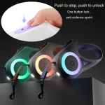 LED zatahovací vodítko pro psy 5 m | červeno-bílé samonavíjecí vodítko s výkonným LED světlem, osvětlením pro sběr exkrementů a ergonomickou rukojetí TopTechnology