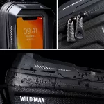 Cyklistická brašna na rám kola WILD MAN XT2 1 l s dotykovým pouzdrem na mobil, pevnou skořepinou a ochranou proti dešti WILD-MAN