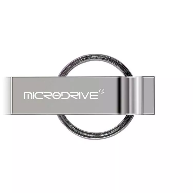 Šedý kovový USB flash disk MicroDrive 128 GB s kroužkem na klíče