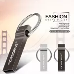 Kovový USB flash disk 32 GB šedý s kroužkem na klíče – USB 2.0 MICRODRIVE