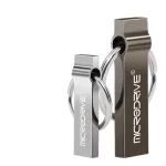 Kovový USB flash disk 32 GB šedý s kroužkem na klíče – USB 2.0 MICRODRIVE
