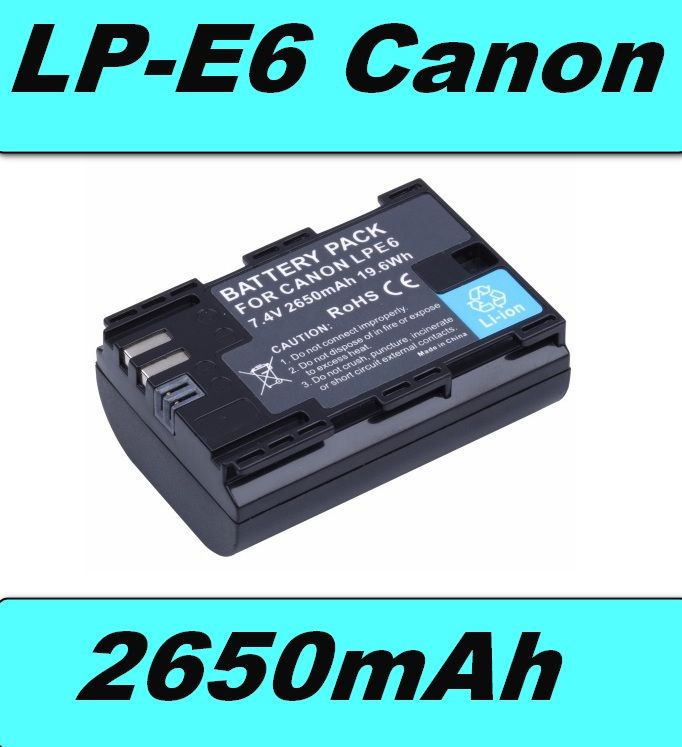 Baterie 2650mAh LP-E6 pro fotoaparát Canon s info čipem, neoriginální